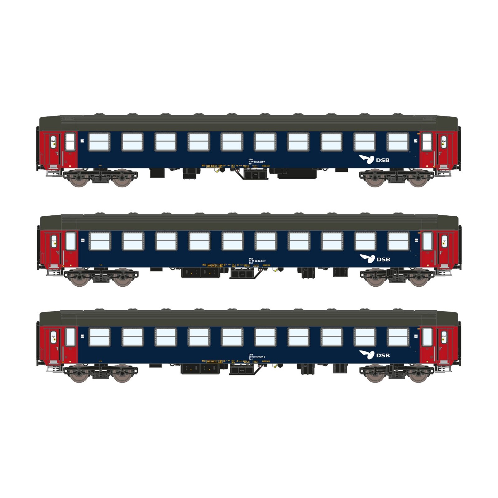 3-Vognssæt UIC-Y, Bc-t+Bc-t+Bc-t DSB, epoke IV-V